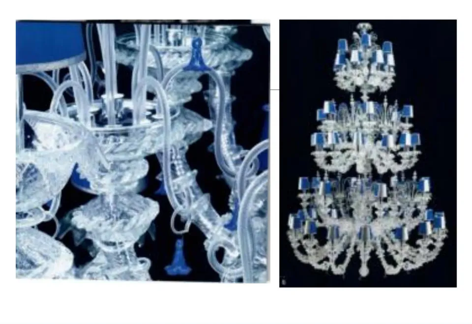Blue & Clear Glass Chandeliers