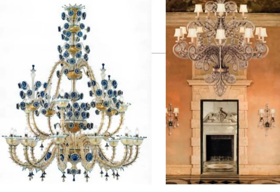 Blue Flower Glass Chandelier